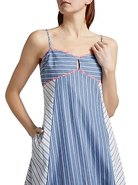 Samantha Striped Cotton Handkerchief Midi-Dress