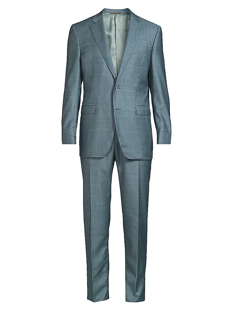 Denim-Effect Wool Single-Breasted Suit
