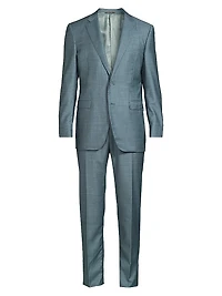 Denim-Effect Wool Single-Breasted Suit