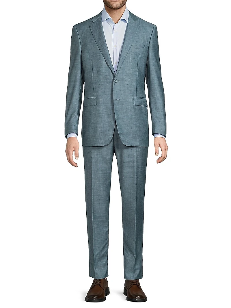 Denim-Effect Wool Single-Breasted Suit