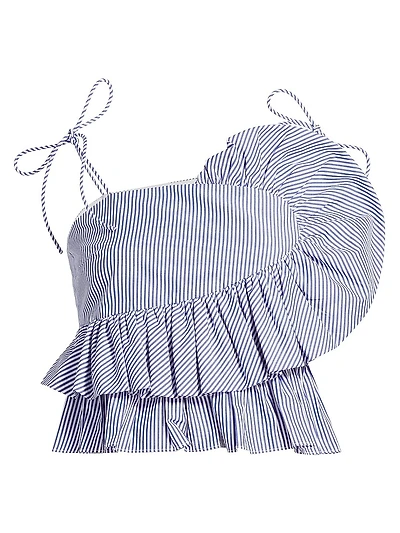Claudette Striped Ruffled Crop Top
