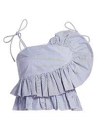 Claudette Striped Ruffled Crop Top