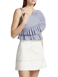 Claudette Striped Ruffled Crop Top