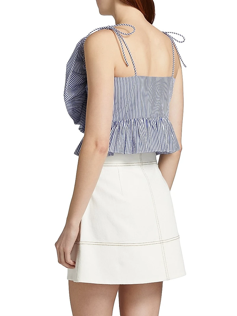 Claudette Striped Ruffled Crop Top