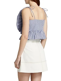 Claudette Striped Ruffled Crop Top