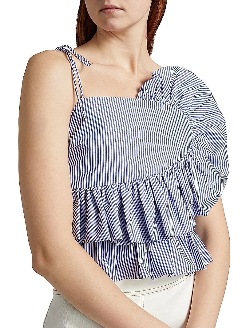 Claudette Striped Ruffled Crop Top