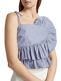 Claudette Striped Ruffled Crop Top