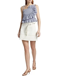Claudette Striped Ruffled Crop Top