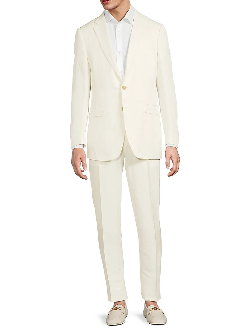 Solid Linen-Silk Single-Breasted Suit