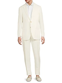 Solid Linen-Silk Single-Breasted Suit