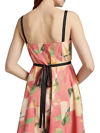 Tavia Abstract Floral A-Line Midi-Dress