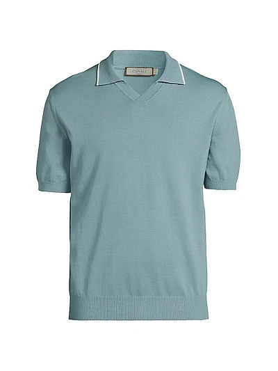 Tipped Collar Cotton Polo Shirt
