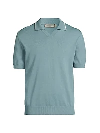 Tipped Collar Cotton Polo Shirt