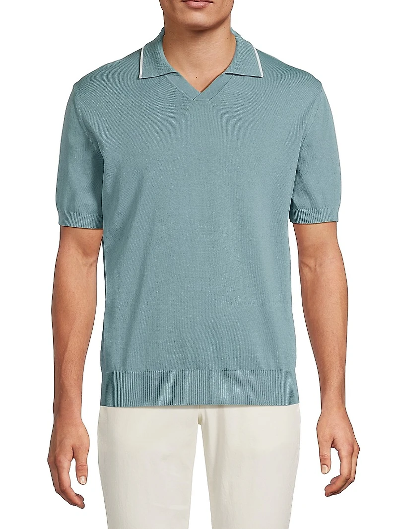 Tipped Collar Cotton Polo Shirt