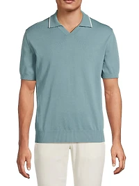 Tipped Collar Cotton Polo Shirt
