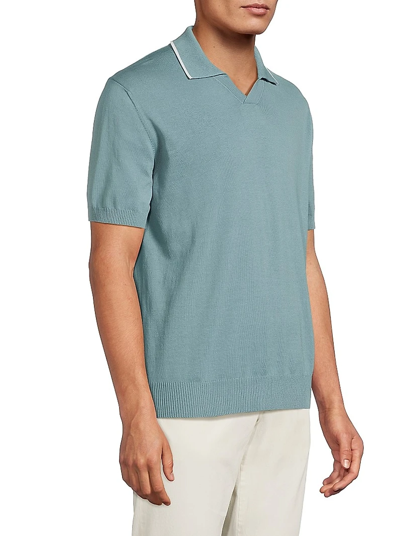 Tipped Collar Cotton Polo Shirt