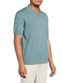 Tipped Collar Cotton Polo Shirt