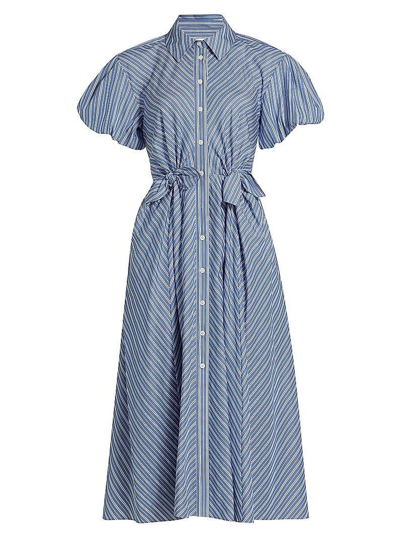 Elza Striped Cotton Midi Shirtdress