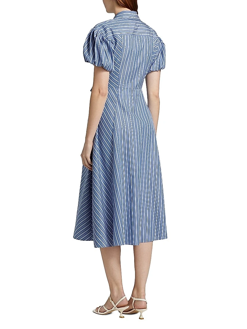 Elza Striped Cotton Midi Shirtdress