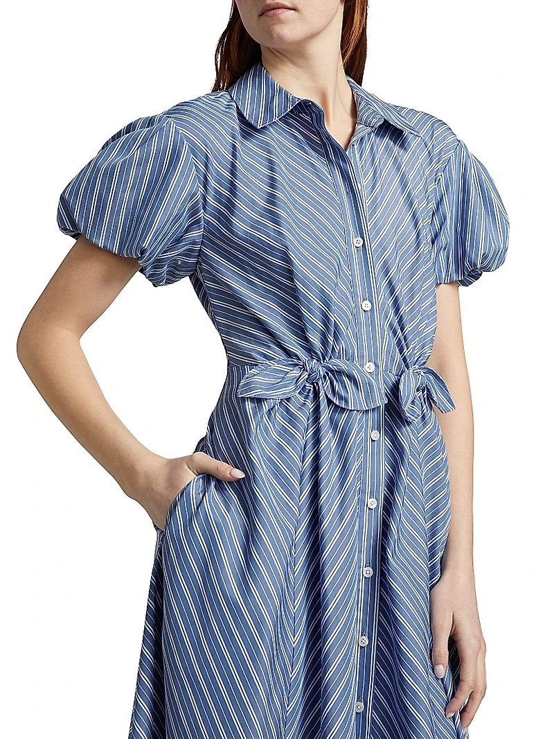 Elza Striped Cotton Midi Shirtdress