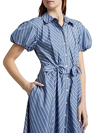 Elza Striped Cotton Midi Shirtdress