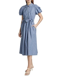 Elza Striped Cotton Midi Shirtdress