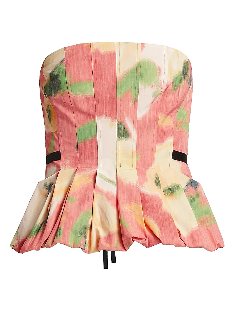 Farah Abstract Floral Strapless Top