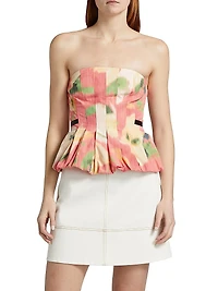 Farah Abstract Floral Strapless Top