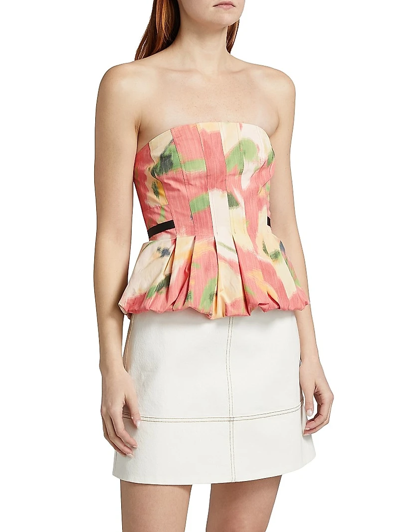 Farah Abstract Floral Strapless Top