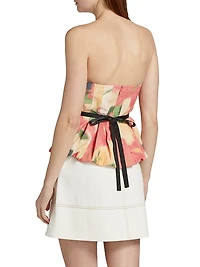 Farah Abstract Floral Strapless Top