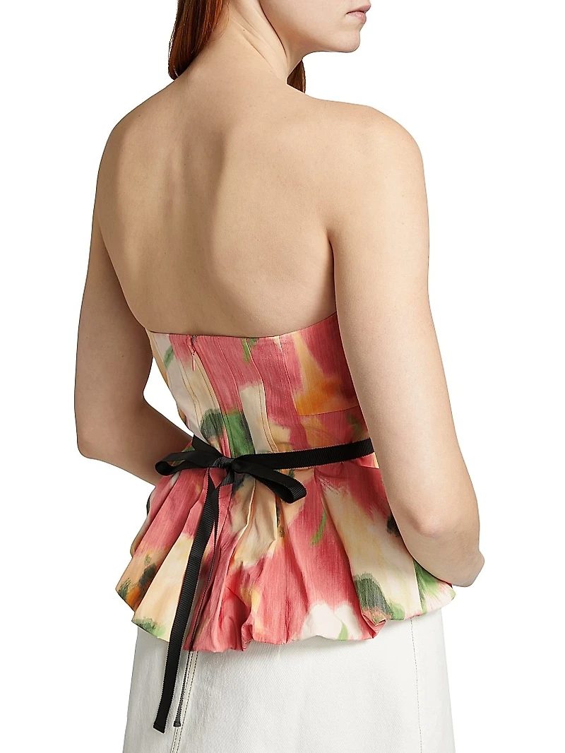 Farah Abstract Floral Strapless Top