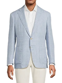 Plaid Linen-Wool Sport Coat