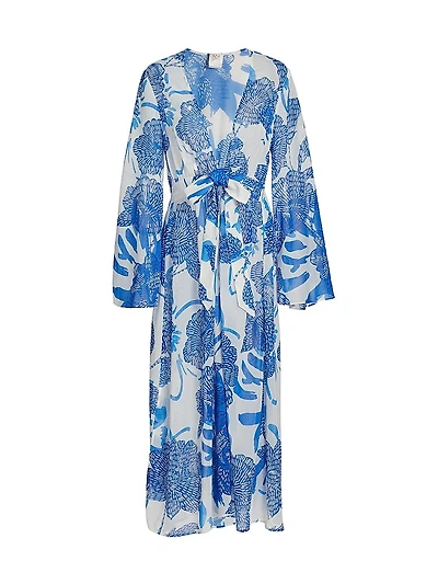 Vince Floral Chiffon Cover-Up Midi-Dress