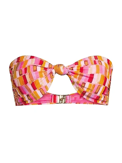 Sunset Tile Printed Bandeau Bikini Top