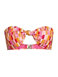 Sunset Tile Printed Bandeau Bikini Top