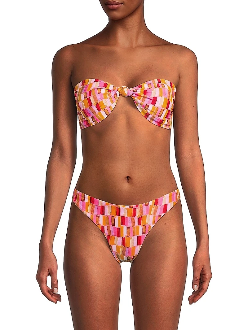 Sunset Tile Printed Bandeau Bikini Top