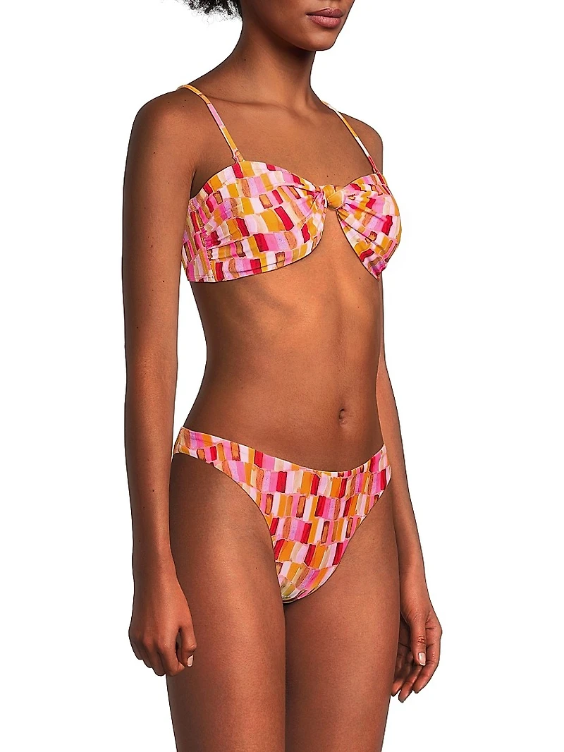 Sunset Tile Printed Bandeau Bikini Top