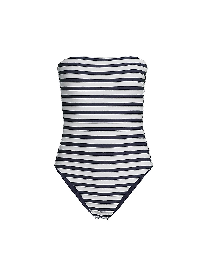 Nautical Striped Bandeau One-Piece Swimsuit