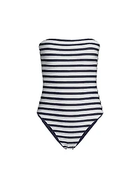 Nautical Striped Bandeau One-Piece Swimsuit