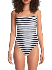 Nautical Striped Bandeau One-Piece Swimsuit