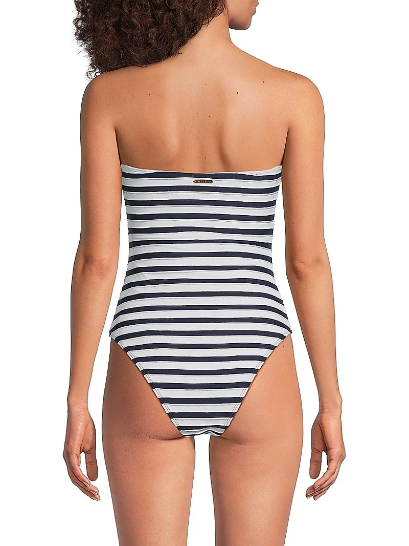 Nautical Striped Bandeau One-Piece Swimsuit