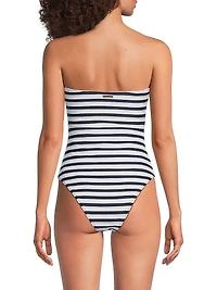 Nautical Striped Bandeau One-Piece Swimsuit