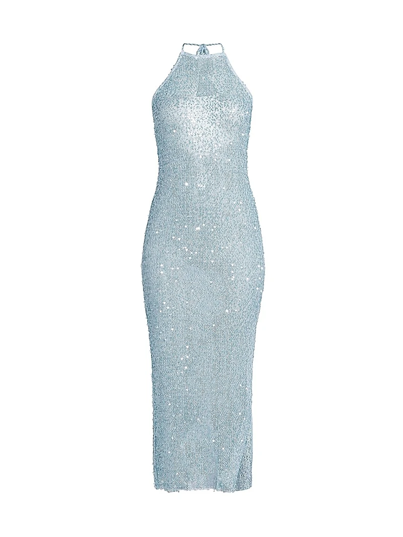 Sequined Mesh Halterneck Dress