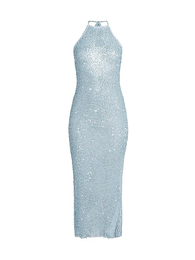 Sequined Mesh Halterneck Dress