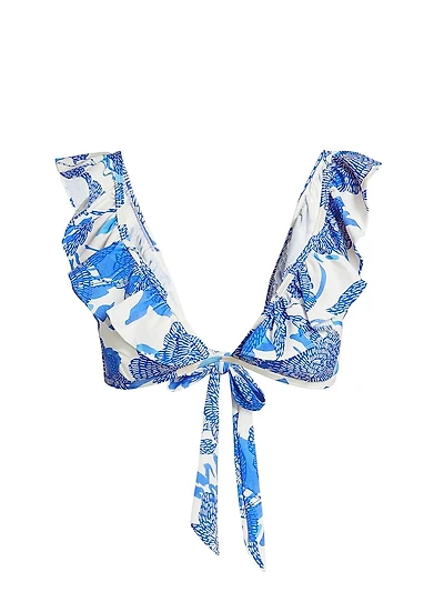 Floral Ruffled Bikini Top