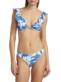 Floral Ruffled Bikini Top