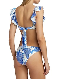 Floral Ruffled Bikini Top