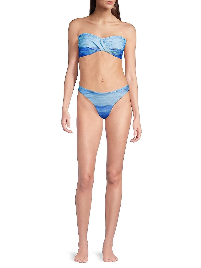 Sunset Stripe Twist Bandeau Bikini Top