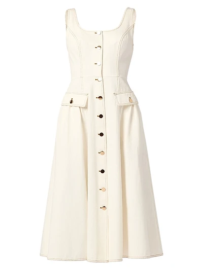 Belle Button-Front Midi-Dress