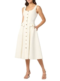 Belle Button-Front Midi-Dress